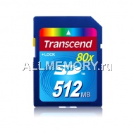 Карта памяти 512МB Secure Digital Card, 80X, упаковка BULK,Transcend