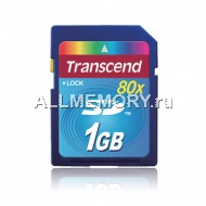 Карта памяти 1GB Secure Digital Card 80X, Transcend