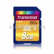 Карта памяти 8GB Secure Digital Card, High Capacity (SDHC) Class 6, 150Х Transcend