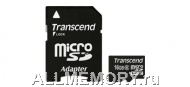 Карта памяти 4GB microSD/TransFlash Class 6 (2 adapters), Transcend