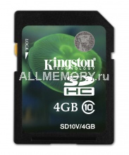 Карта памяти 4 GB Secure Digital High Capacity Card (SDHC), Class 10, Kingston