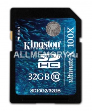 Карта памяти 32GB Secure Digital Card, High Capacity (SDHC) G2 Ultimate 100X, Class 10, Kingston